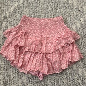 Pink Floral Ruffle Women's Skort